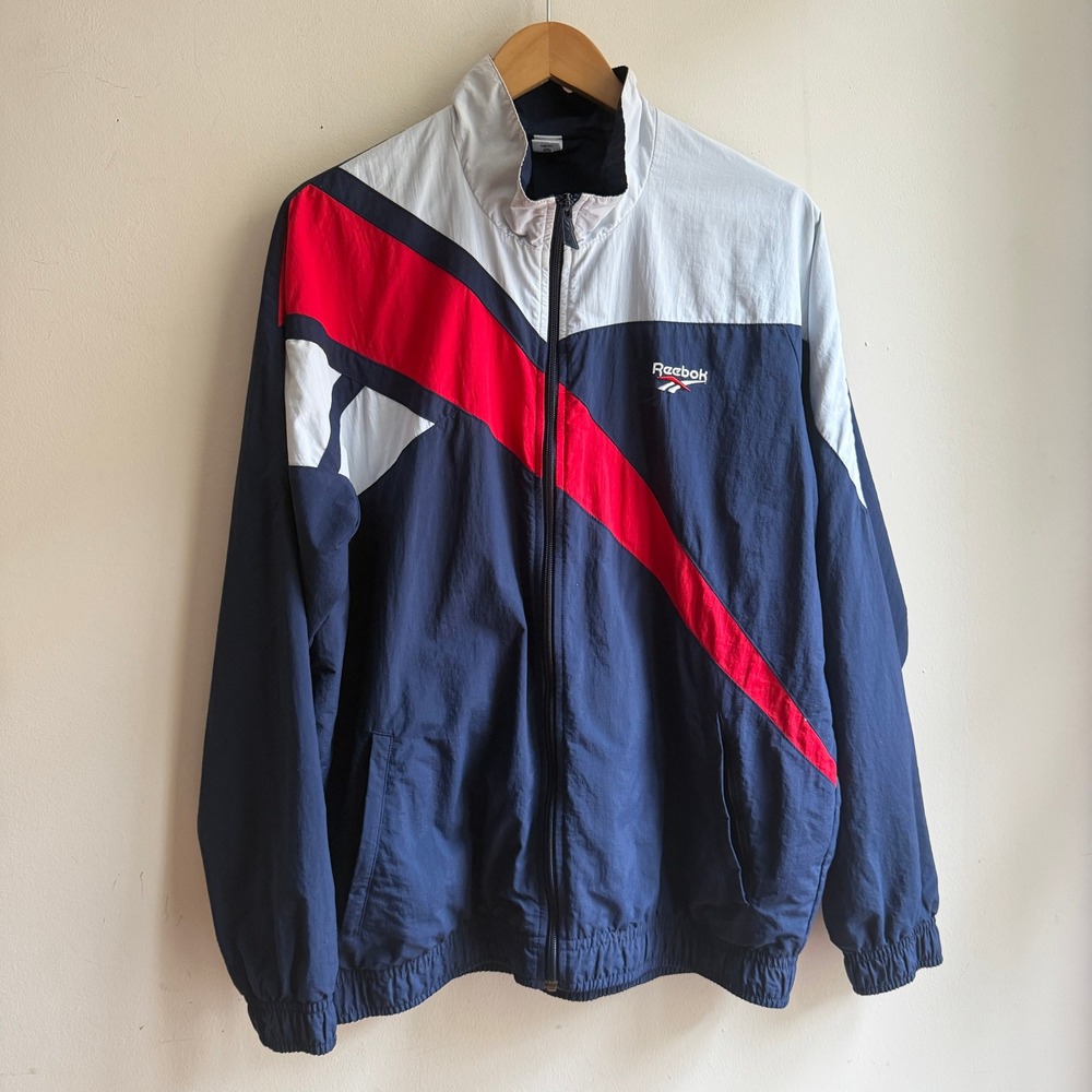 Reebok CL V FR Tracktop Colorblock Windbreaker Navy Red White 2XL